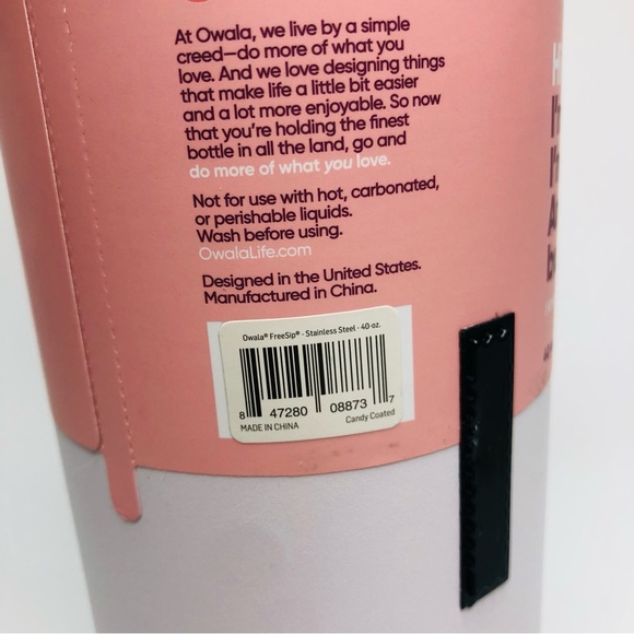 OWALA Candy Coated Pink FreeSip Stainless Steel Water Bottle 40oz NEW! - Picture 6 of 9